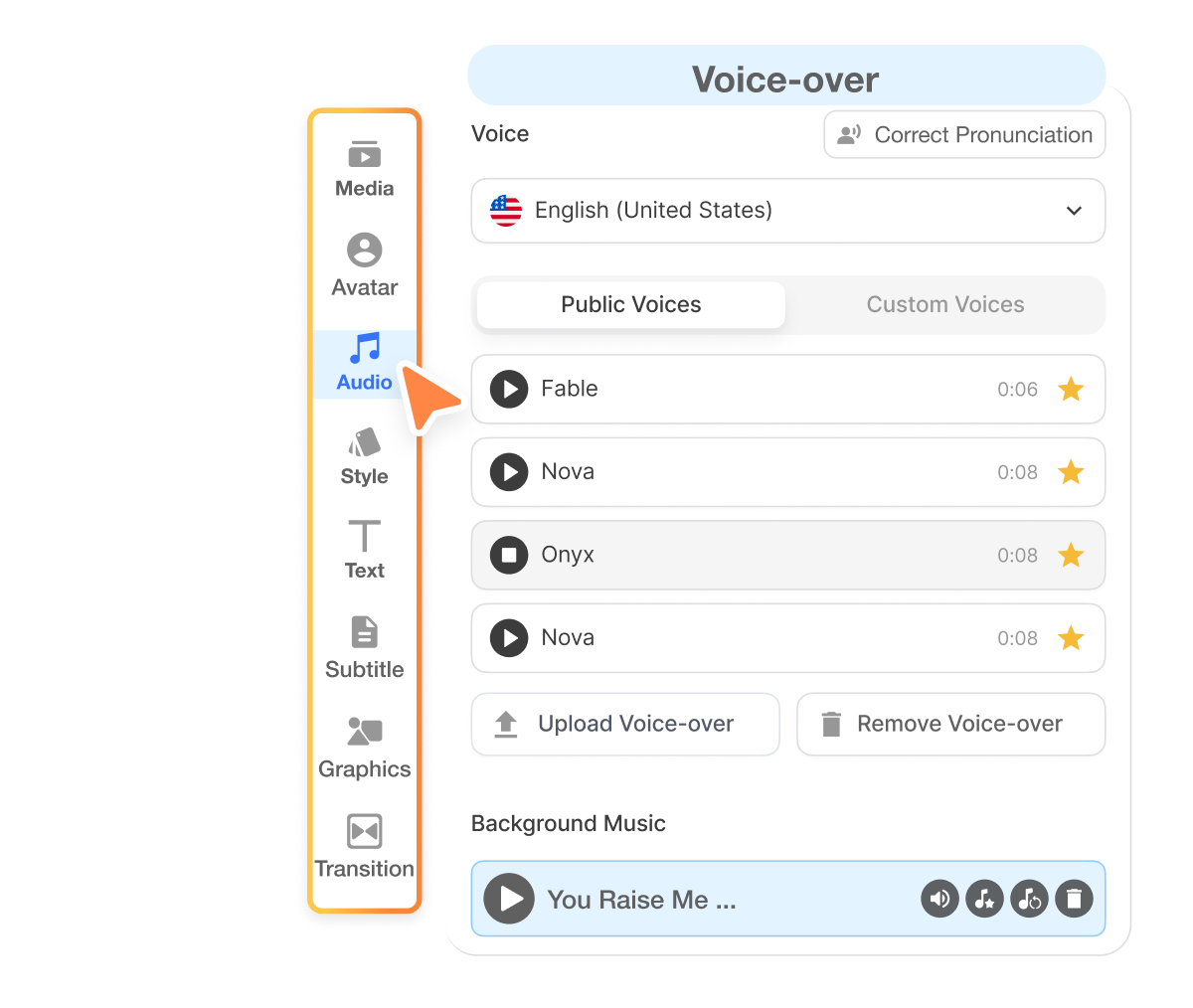 Visla adding AI voiceover and auto‑generated subtitles to a tutorial